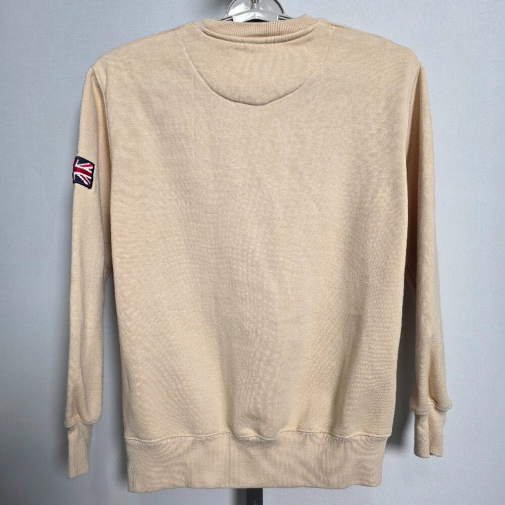 London England Sweatshirt Size M Beige Crewneck Embroidered Union Jack Spellout - Picture 6 of 6
